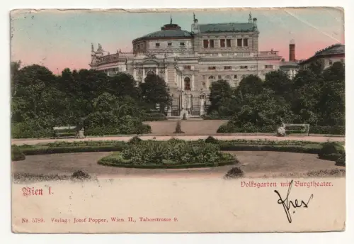 Wien I. Dolfsgarten mit Burgtheater. jahr 1904