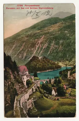 Fernpasstrasse - Fernstein mit See und Schloss Sigmundsburg. jahr 1912