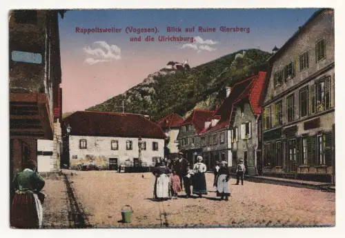Rappoltsweiler (Vogesen) Blick auf Ruine Giersberg 1916 Feldpost 5 Komp stempel