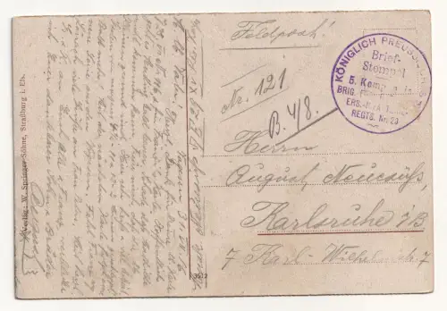 Rappoltsweiler (Vogesen) Blick auf Ruine Giersberg 1916 Feldpost 5 Komp stempel