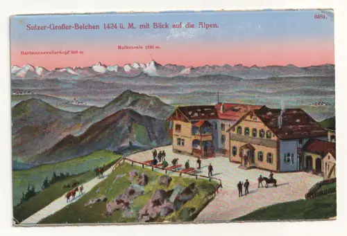 Sulzer-Großer-Belchen 1424 ü. M. mit Blick auf die Alpen.
