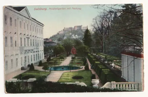 Salzburg. Mirabellgarten mit Festung.
