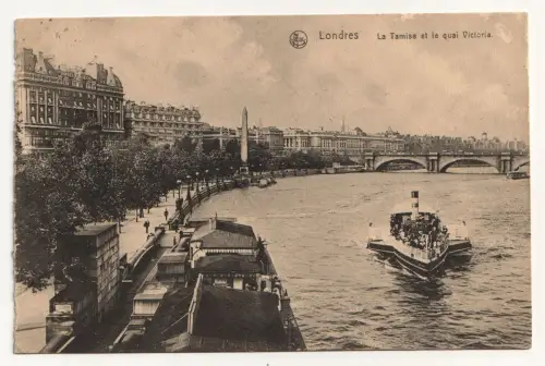Londres. La Tamise et le quai Victoria. Feldpost. circa 1916. Feldpost