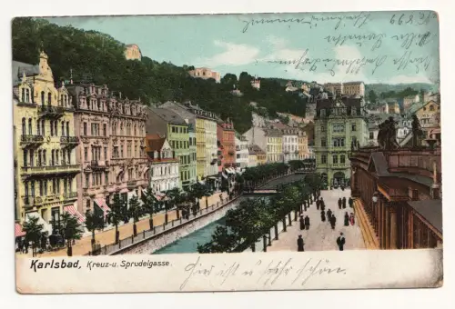 Karlsbad, Kreuz-u. Sprudelgasse.