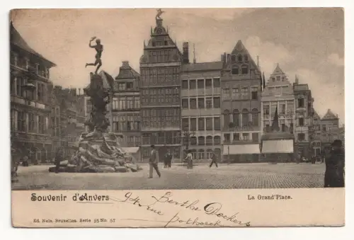 Souvenir d Anvers. La Grand Place. Alte Ansichtskarte
