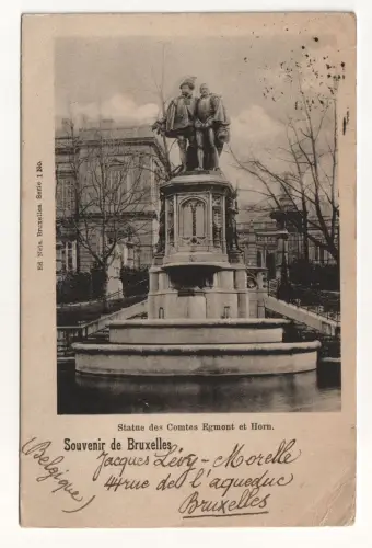 Souvenir de Bruxelles. Statue des Comtes Egmont et Horn. jahr 1900