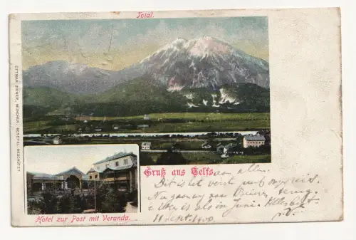 Gruß aus Selfs. Total. Hotel zur Post mit Veranda. jahr 1900