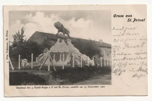 Gruss aus St. Privat. Denkmal des 3. Garde-Regts. z. F. bei St. Privat. 1902