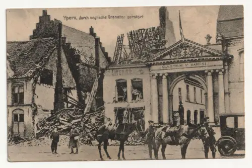 Ypern, durch englische Granaten zerstört. jahr 1915. Feldpost