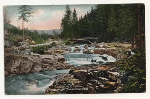 Riesengebirge Weisswasser mit Jubiläumsbrücke. jahr 1909
