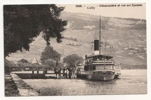 Cully - Débarcadère et vue sur Epesses