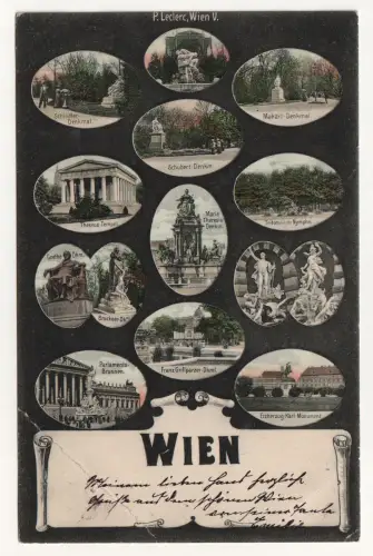 P.Leclerc, Wien V. Schindler-Denkmal. Erzherzog Karl-Monument. WIEN. jahr 1906