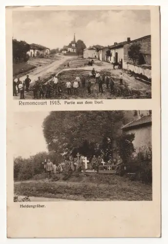 Remoncourt 1915. Partie aus dem Dorf. Heldengräber. jahr 1916. Feldpost