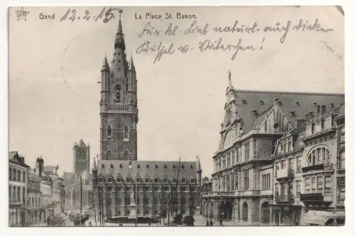 Gand. La Place St. Bavon. jahr 1915. Feldpoststation 4