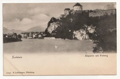 Kufstein. Innpartie mit Festung. Alte Ansichtskarte
