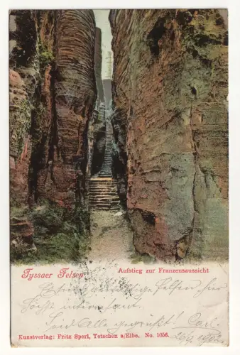 Tyssaer Felsen. Aufstieg zur Franzensaussicht. jahr 1902