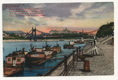 Budapest. View on Danube with Elisabeth bridge.