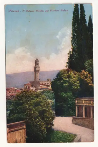 Firenze - Il Palazzo Vecchio dal Giardino Boboli. Alte Ansichtskarte