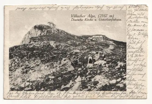 Villacher Alpe, (2167 m). Deutsche Kirche u. Unterkunftshaus.