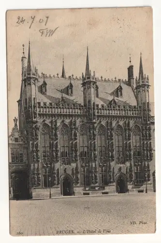 Bruges - L Hotel de Ville. jahr 1907