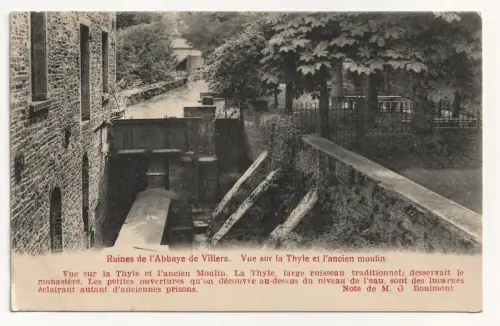 Ruines de l Abbaye de Villers. Vue sur la Thyle et l ancien moulin. jahr 1915