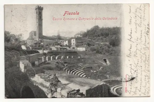 Fiesole. Teatro Romano e Campanile della Cattedrale. jahr 1903