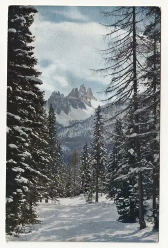 In den Dolomiten von Tirol zur Winterszeit. Motiv vom Falzárĕgo-Pass