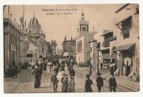 Exposition de Bruxelles 1910. Avenue des Colonies.