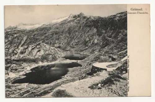 Grimsel. Gesamt-Übersicht. Alte Ansichtskarte