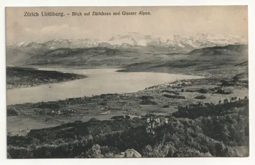 Zürich Uetliberg. - Blick auf Zürichsee und Glarner Alpen. jahr 1910