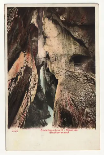 Gletscherschlucht-Rosenlaui. Elephantenkopf. Alte Ansichtskarte