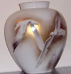 Manufaktur Chiemsee Blumenvase handgemalt 1033 Heinrich  H & G Selb Bavaria Germany m. Goldrand 2