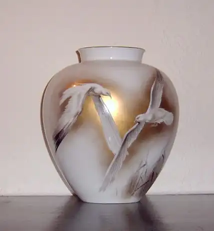 Manufaktur Chiemsee Blumenvase handgemalt 1033 Heinrich  H & G Selb Bavaria Germany m. Goldrand 4