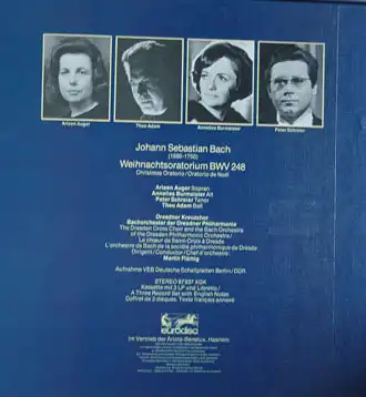 Bach - Weihnachtsoratorium Christmas Oratorio 3 LP Box   BWV 248;