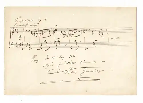 Grünberger - Eigenhändiges musikalisches Albumblatt mit Unterschrift - 1881