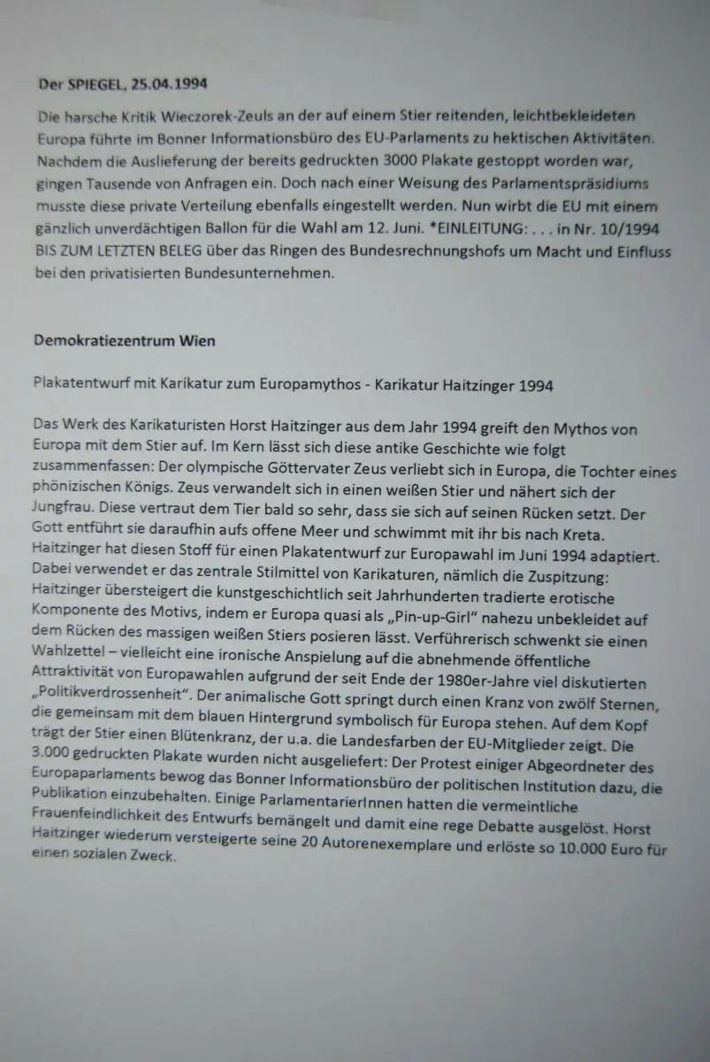Horst Haitzinger - Europawahl 12. Juni 1994 - Plakat - signiert - Rarität 6