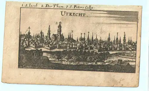 Utrecht - Kupferstich von Riegel – aus „der Rheinstrom“ - um 1690