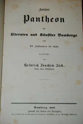Jäck - Zweites Pantheon der Literaten und Künstler Bambergs - 1843