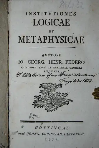 Feder - Institutiones logicae et metaphysicae - 1777