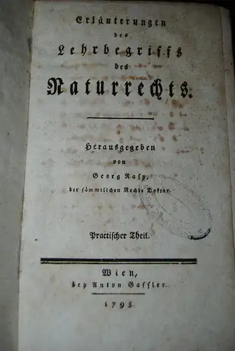 Rasp - Erläuterungen des Lehrbegriffs des Naturrechts - 2 Bde. - 1794-95
