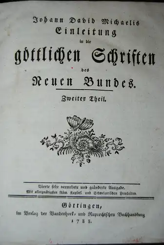 Michaelis - Einleitung in die göttlichen Schriften des Neuen Bundes - 1788