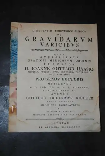 Richter - Dissertatio chirurgico-medica de gravidarum varicibus - 1781