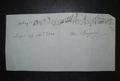 Bazzini - Komponist - Eigenh. musikalisches Albumblatt mit Unterschrift - 1844
