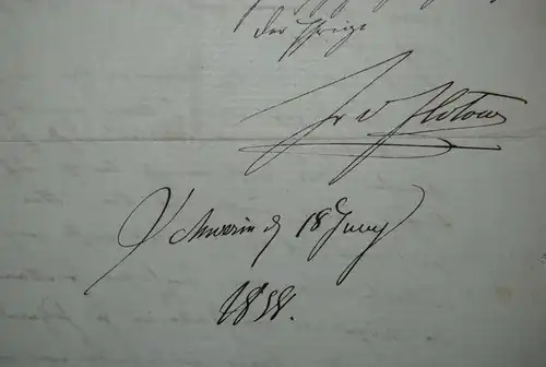 Flotow - Komponist - Eigenh. Brief mit Unterschrift. 3 und 1/2 Seiten - 1858