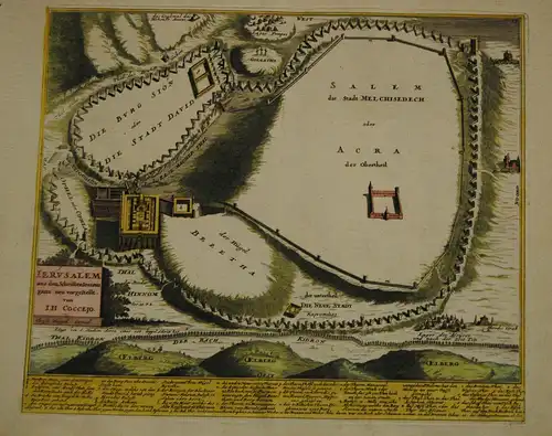 Jerusalem  – Altkolorierter Plan, Kupferstich - Nürnberg 1720