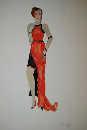 Garloff – 4 Modeentwürfe im Art-Déco-Stil – Kolorierte Zeichnungen - 1930