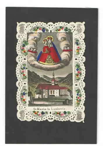 St. Maria in Lankowiz – Altkoloriertes Wallfahrtsbildchen – Ca. 1860-70