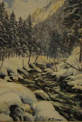 Gossner - Ölbild - Wintertag im Allgäu - um 1930