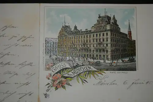 München: Café Luitpold und eine Teilansicht – 2 Chromolithogrn. 1895