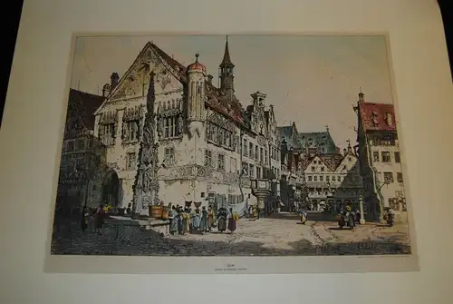 Ulm – Kolorierte Lithographie von Samuel Prout – Um 1832